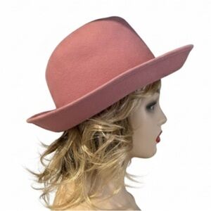 Vintage Bollman Dusty Rose Wool Felt Fedora/Floppy Hat 60’s - 70’s Chapeau Rose